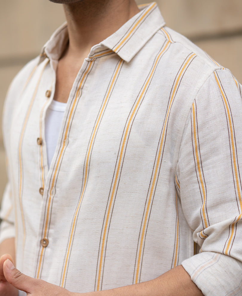 Natural Broad Striped Shirt.