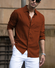 Bombay Brown Linen Blend Shirt.
