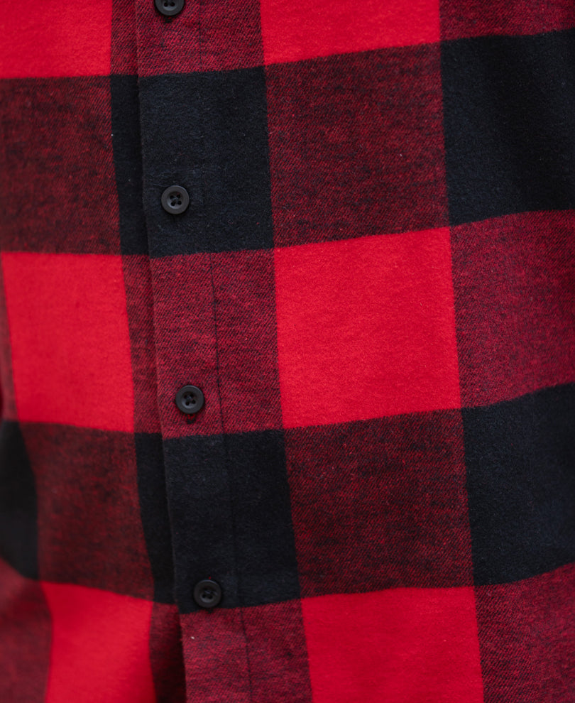 Bright Red Flannel Checks Shirt.