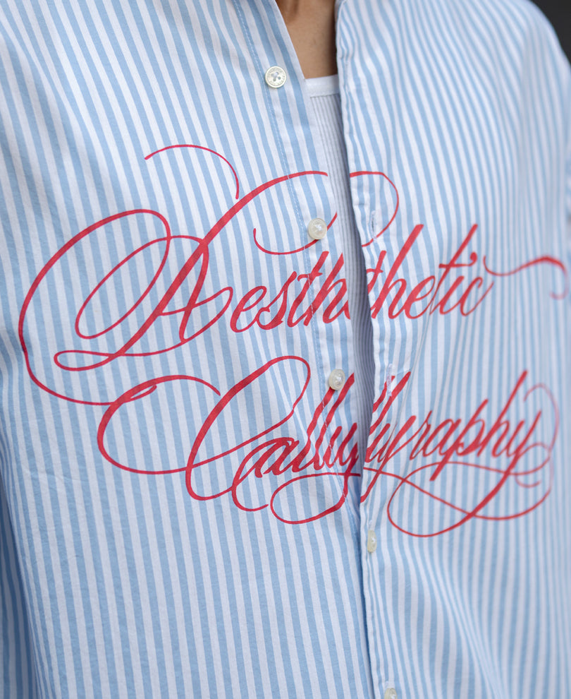 Blue Lightweight Printed Boxy Shirt.