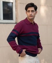 Wine Stripe Knit T-Shirt.