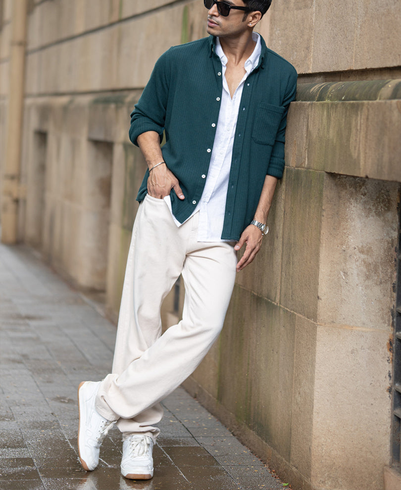 Pine Structured Knit Shirt.