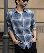 Grey Sky Structured Checks Shirt.