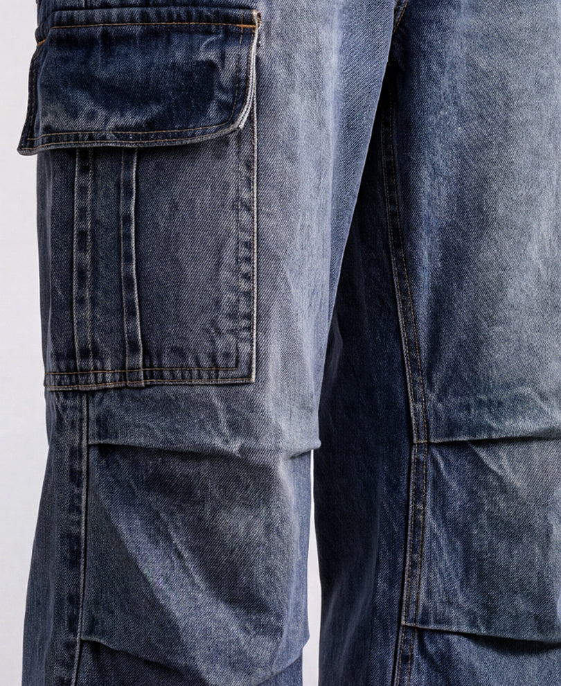 Blue Washed Cargo Jeans
