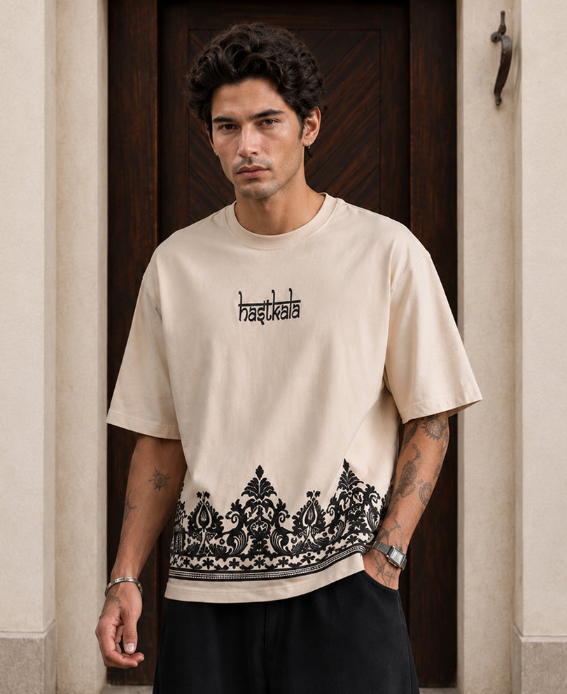 Cream Embroidered T-Shirt