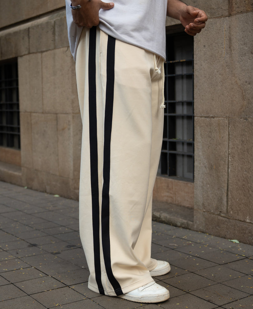 Cream Contrast Detail Trackpants
