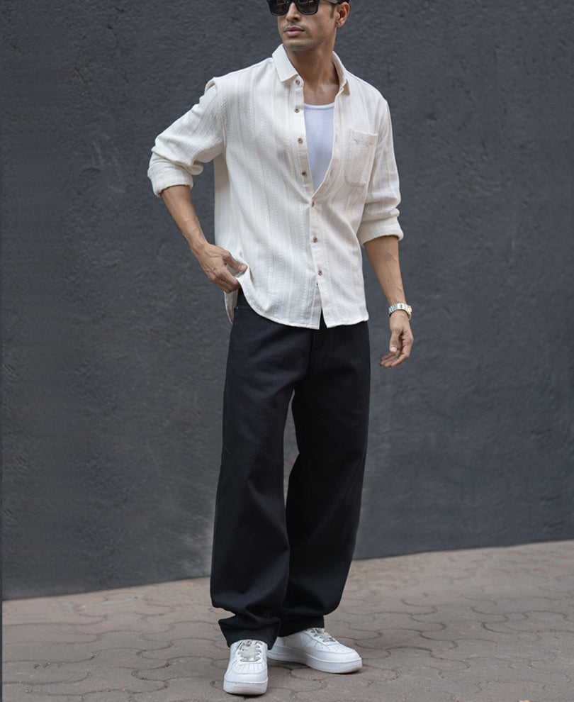 Off White Structure Stripe Shirt.