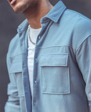 Sky Blue Chest Pocket Oversize Drop Shoulder Shirt.