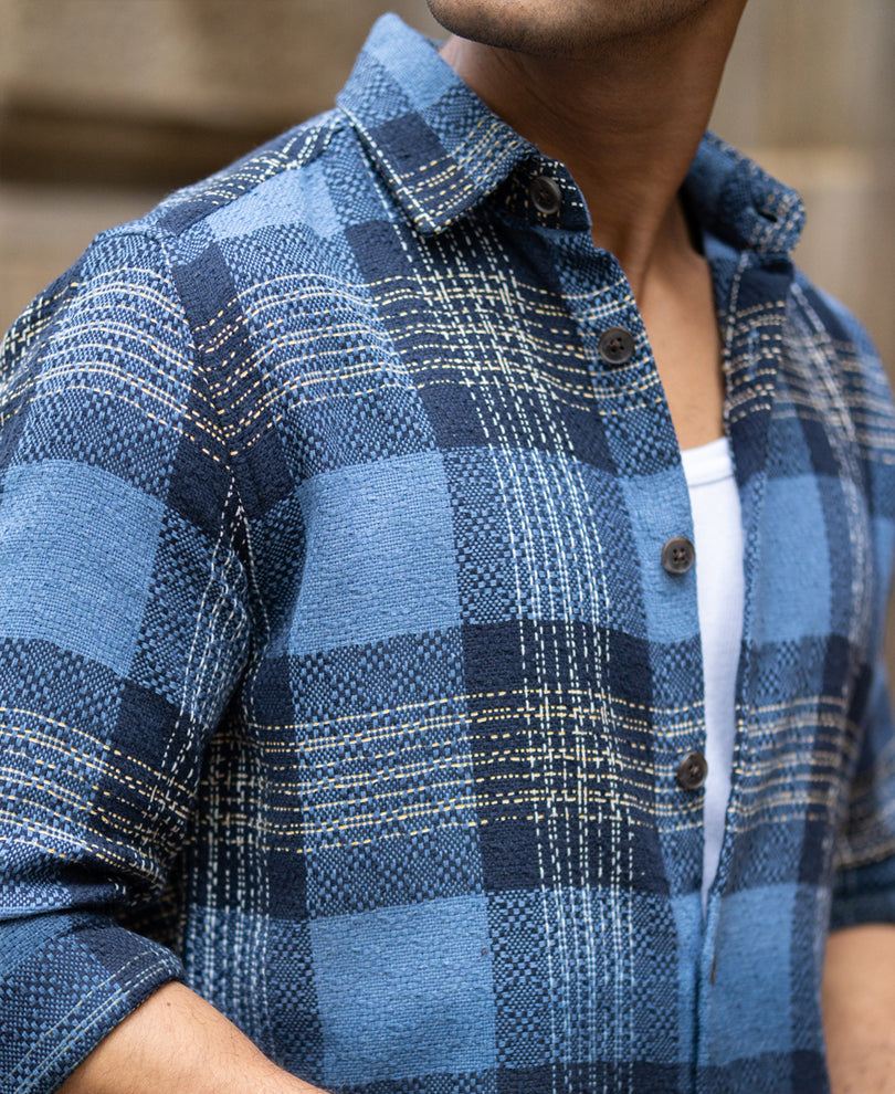 Blue Ombre Check Shirt.