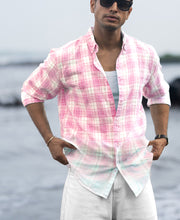 Pink Light Weight Ombre Checks Shirt.