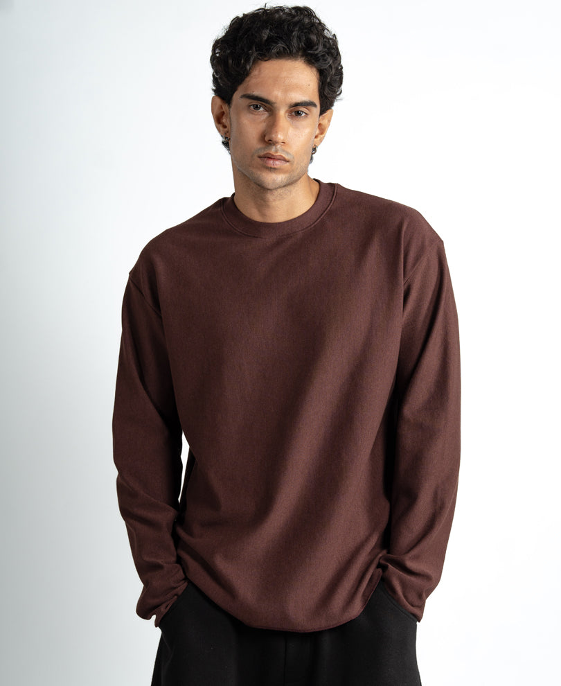 Brown Rib Knit T-Shirt