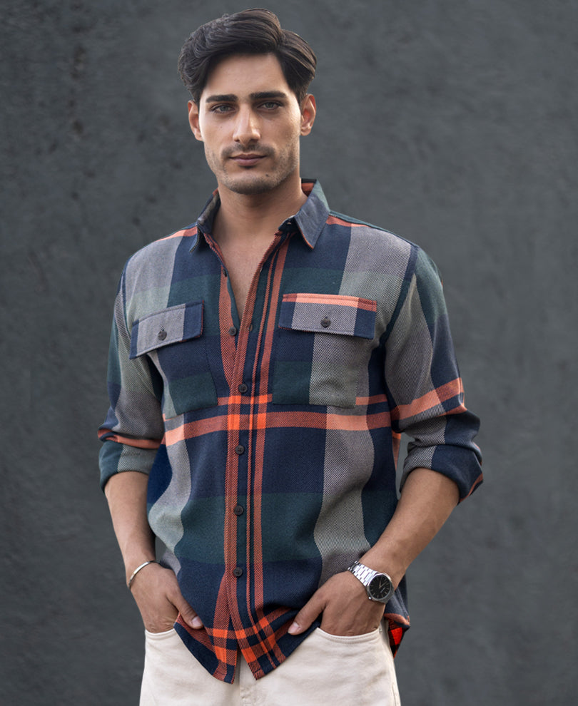 Multicolour Structure Checked Shirt.