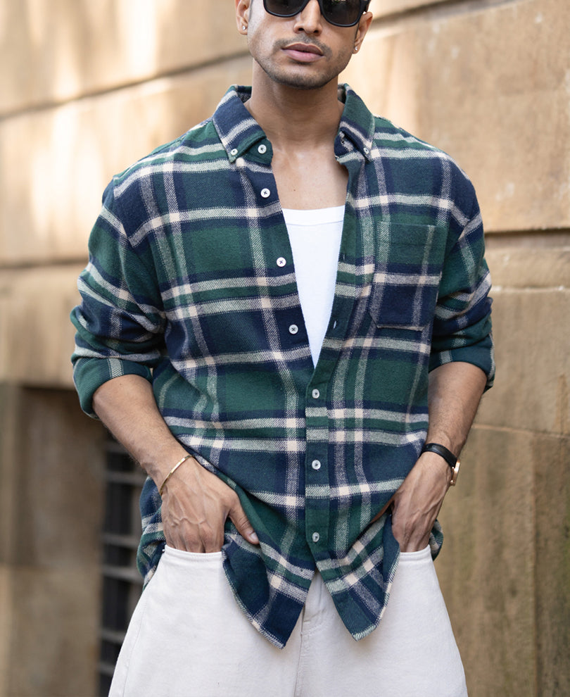 Green Checks Buttondown Shirt.
