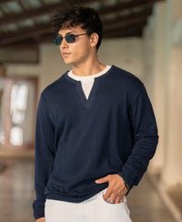 Navy Contrast Double Neck T-Shirt 100% Cotton