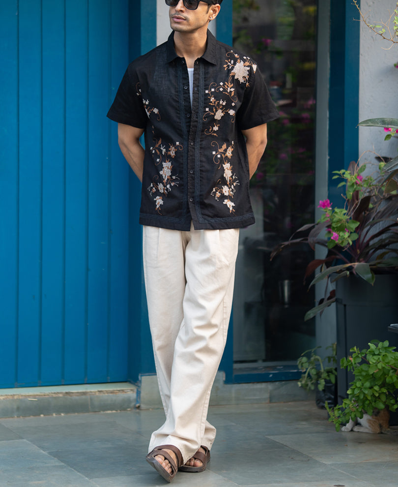 Black Embroidered Shirt.
