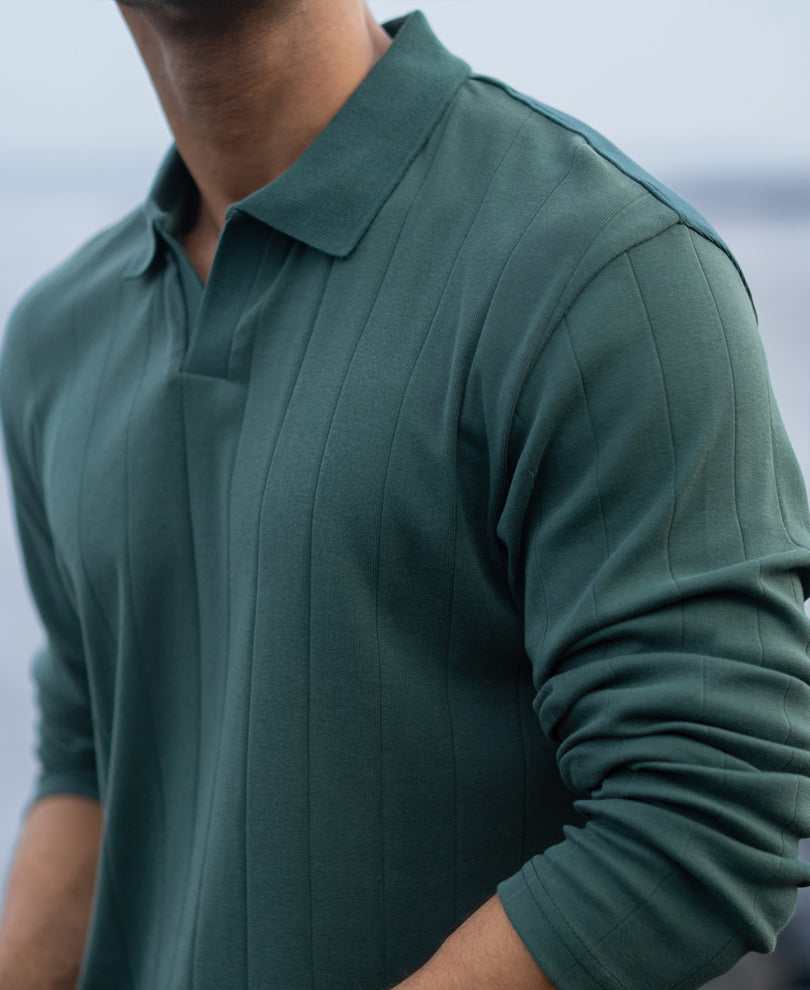 Green Regular Fit Full Sleeves T-Shirt.