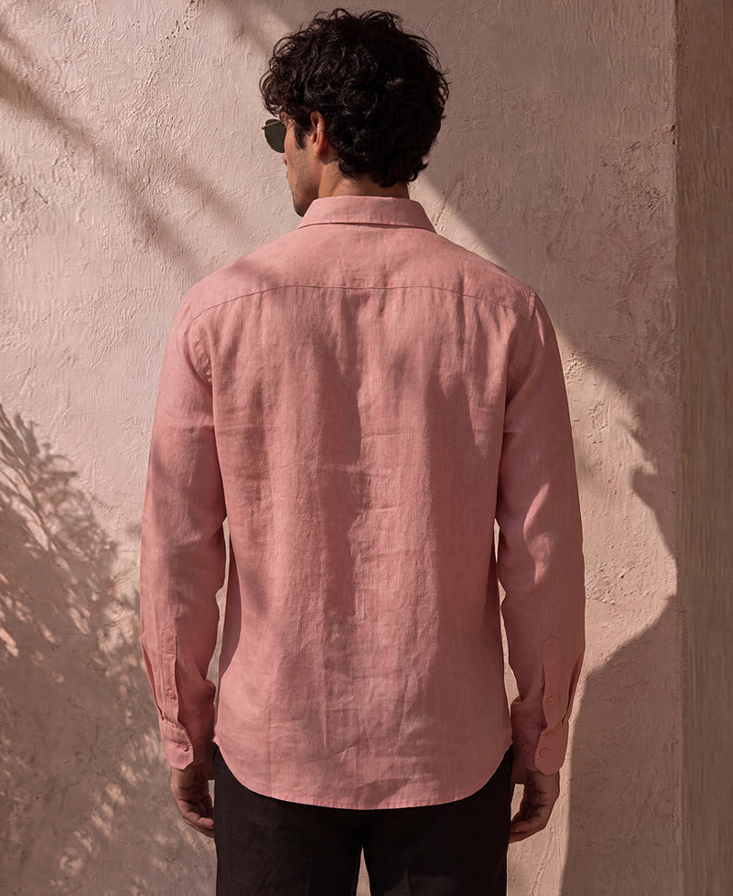 Dusty Pink 100% Linen Shirt