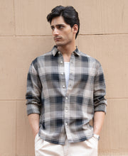 Olive & Black Structured Checks Shirt.