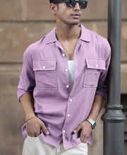 Lavender Double Pocket Linen Shirt.