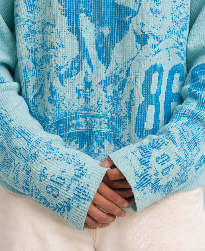 Aqua Printed Structured T-Shirt