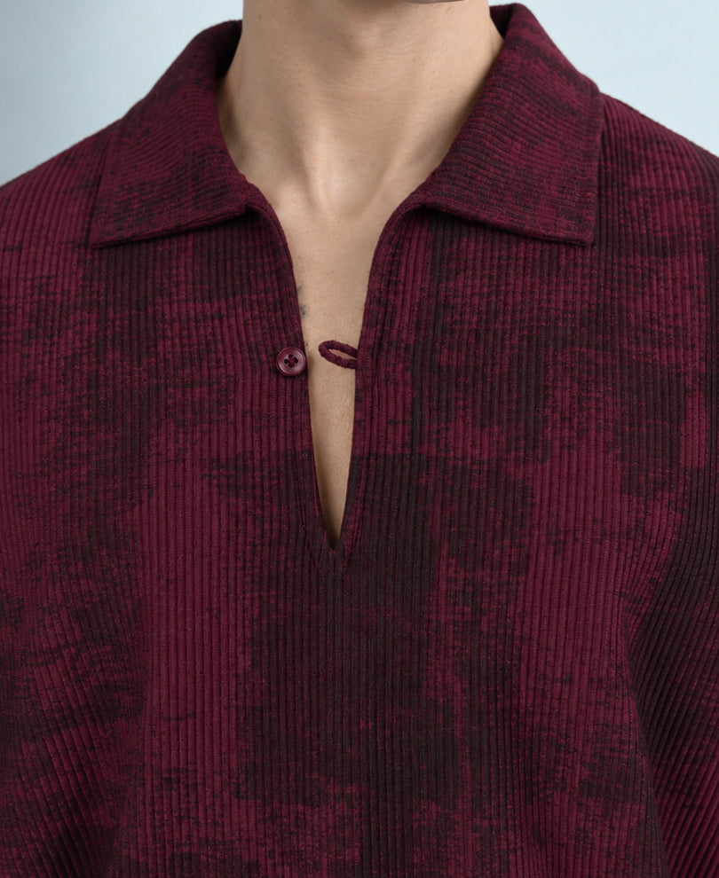 Wine Abstract Print Polo T-Shirt