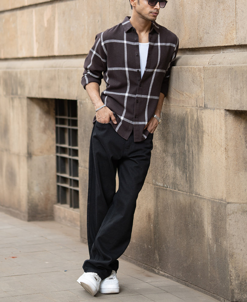 Brown Structure Checks Shirt.