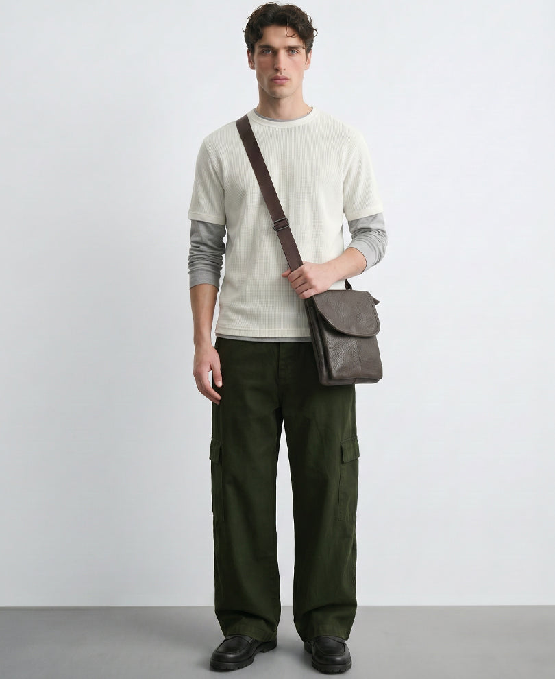 Dark Brown  Leather Crossbody Bag