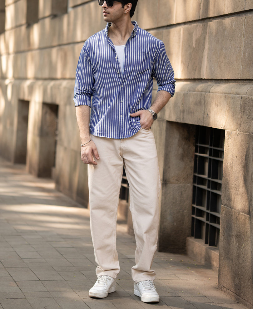 Dark Blue Lightweight Stripe Shirt.
