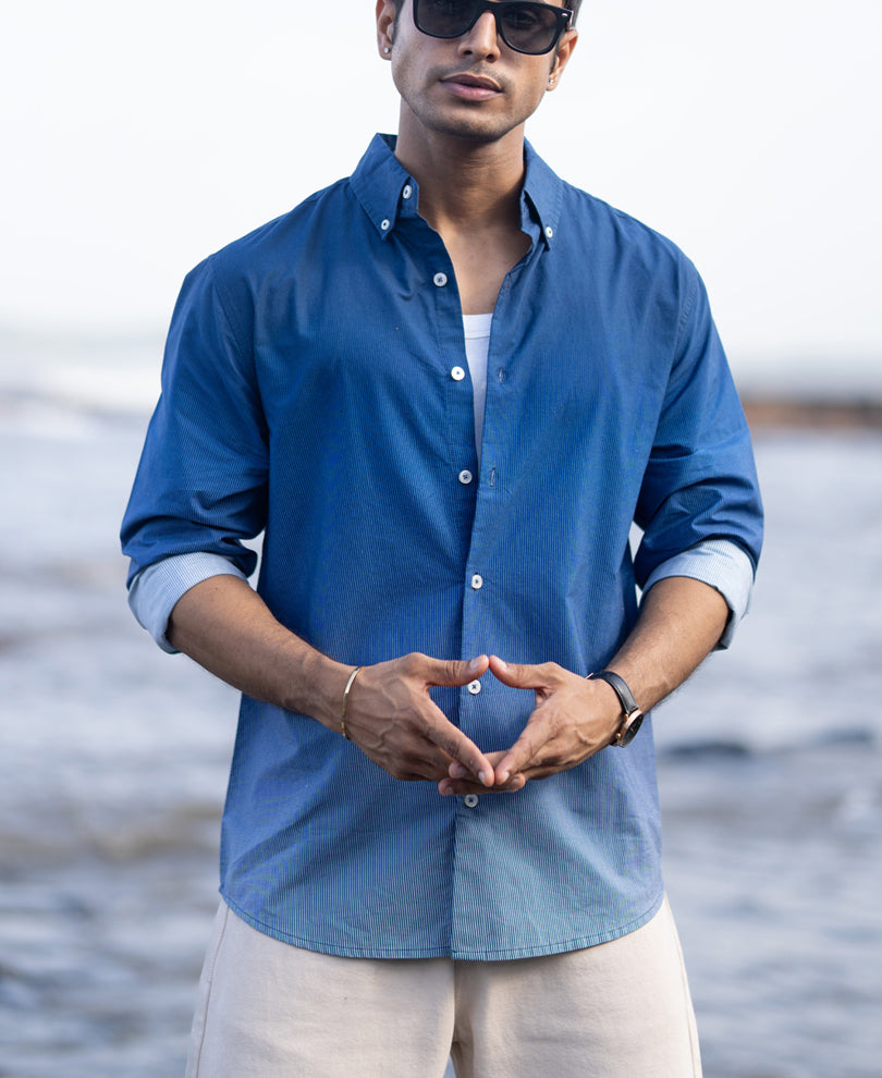 Dark Blue Ombre Stripe Shirt.