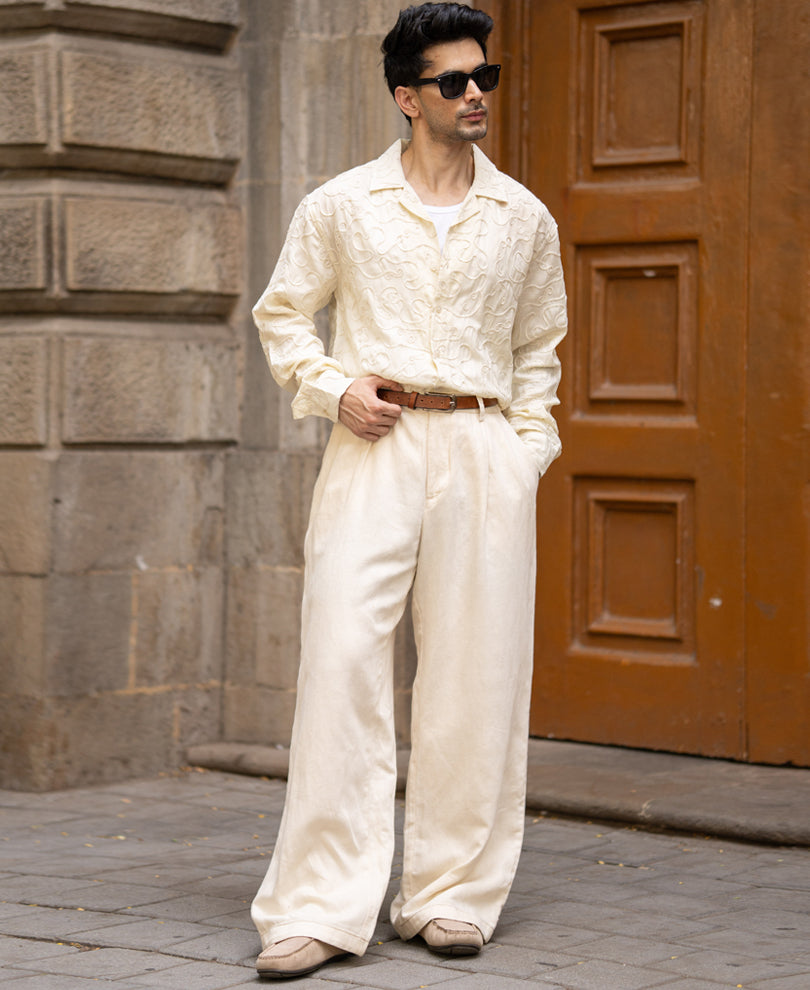 Cream Embroidery Shirt