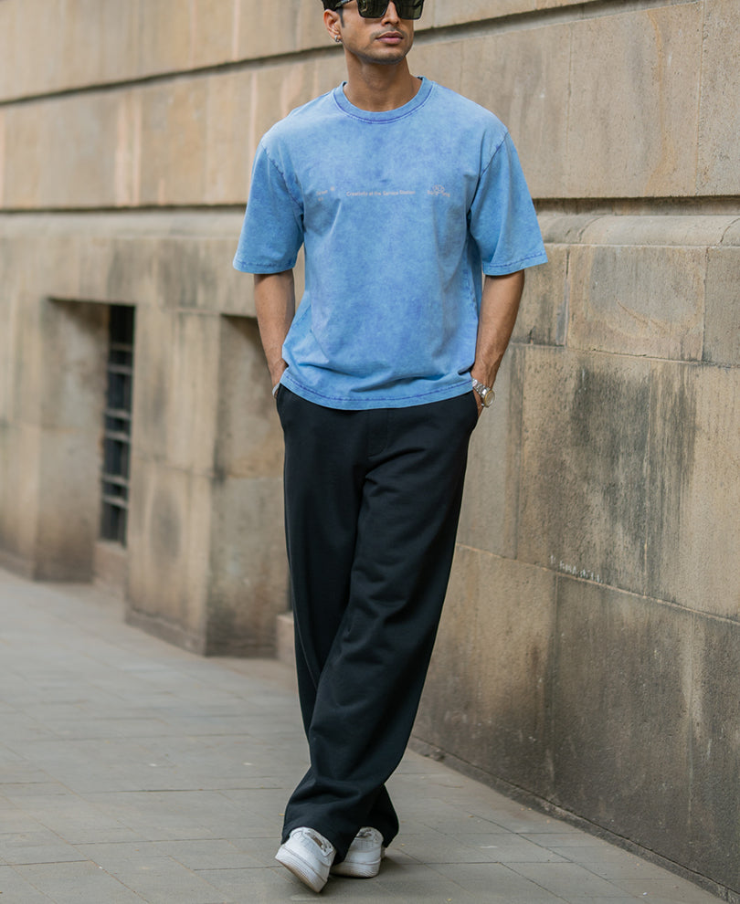 Purple Washed Graphic Half Sleeves T-Shirt.