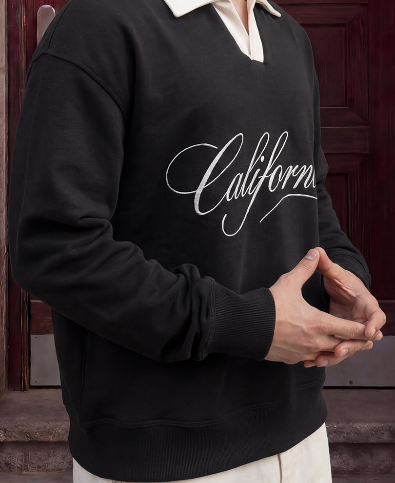 Black Embroidered Boxy T-Shirt 100% Cotton