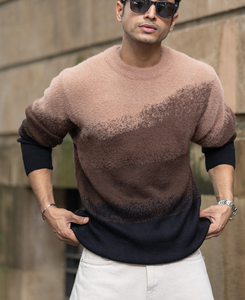 Brown Ombre Jacquard T-Shirt.
