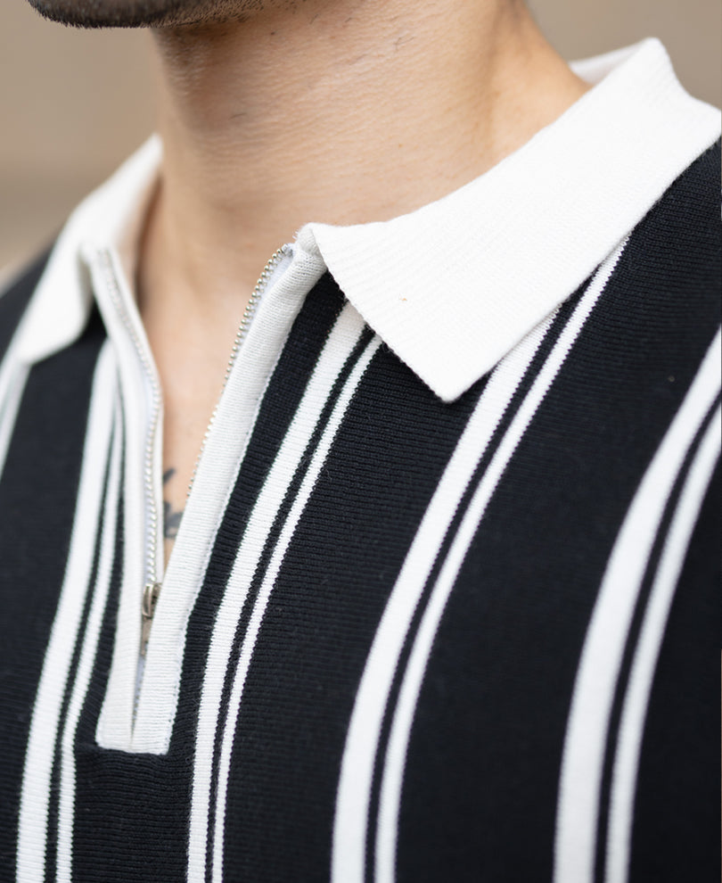 Black & White Stripe Knit T-Shirt.