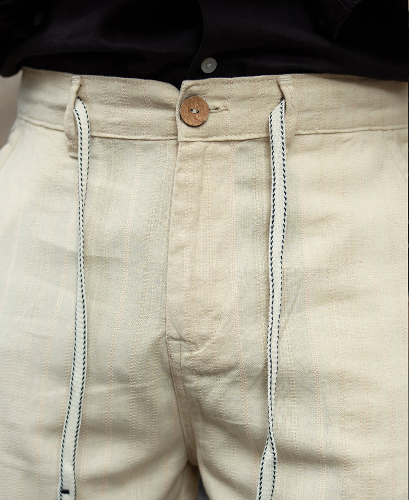 Natural Cotton Structure Trousers.