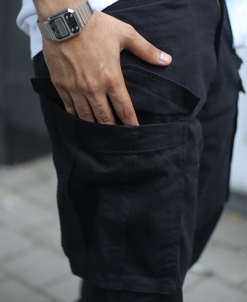 Black Regular Fit Cargo Pant.