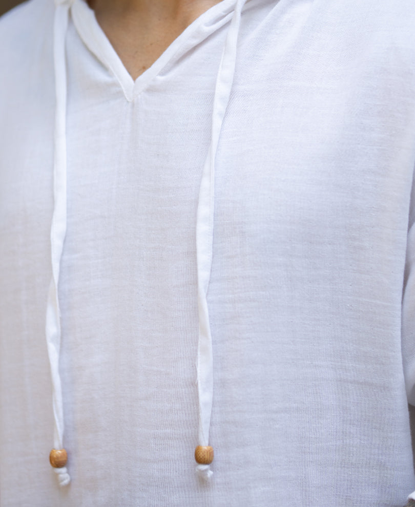 White Lightweight Summer Hoodie 100% Cotton