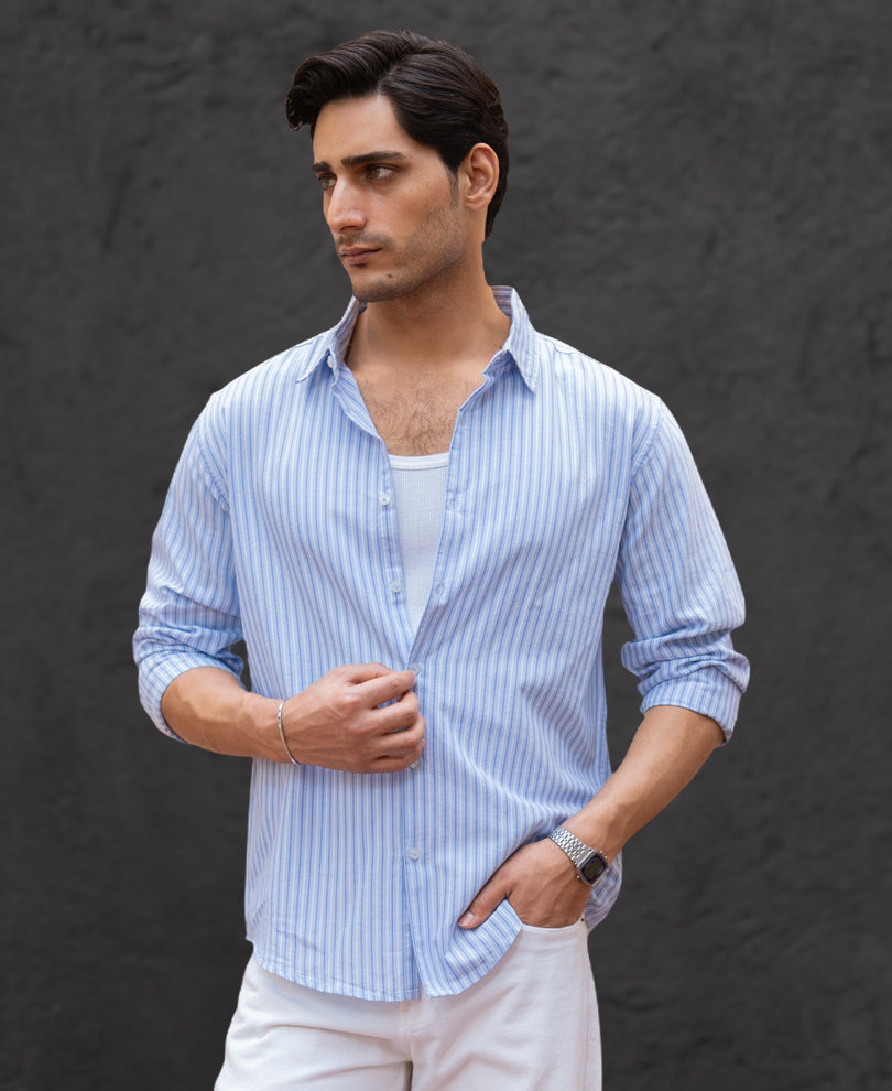 Light Blue Oxford Stripe Shirt.
