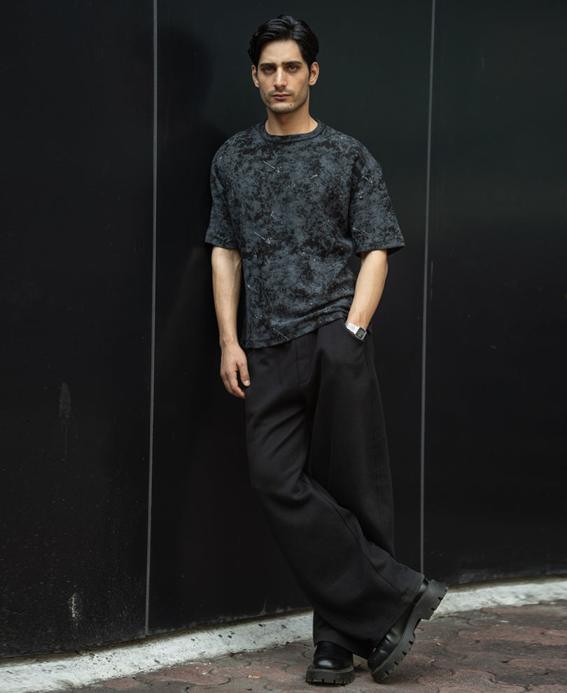 Black Abstract Print T-Shirt