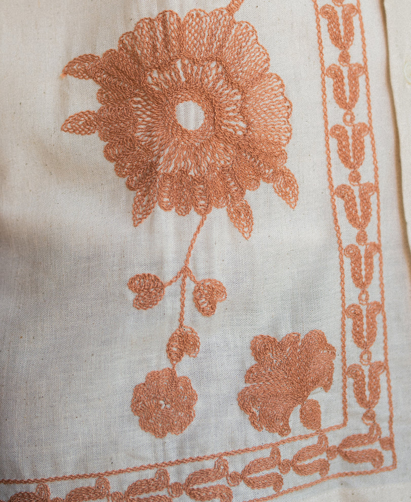 Natural Linen Blend Embroidery Shirt