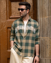 Green Printed Checks Shirt 100% Cotton