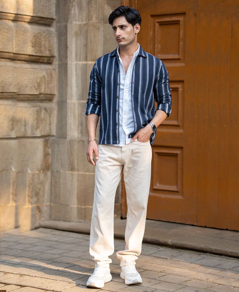 Navy Structure Stripe Shirt.
