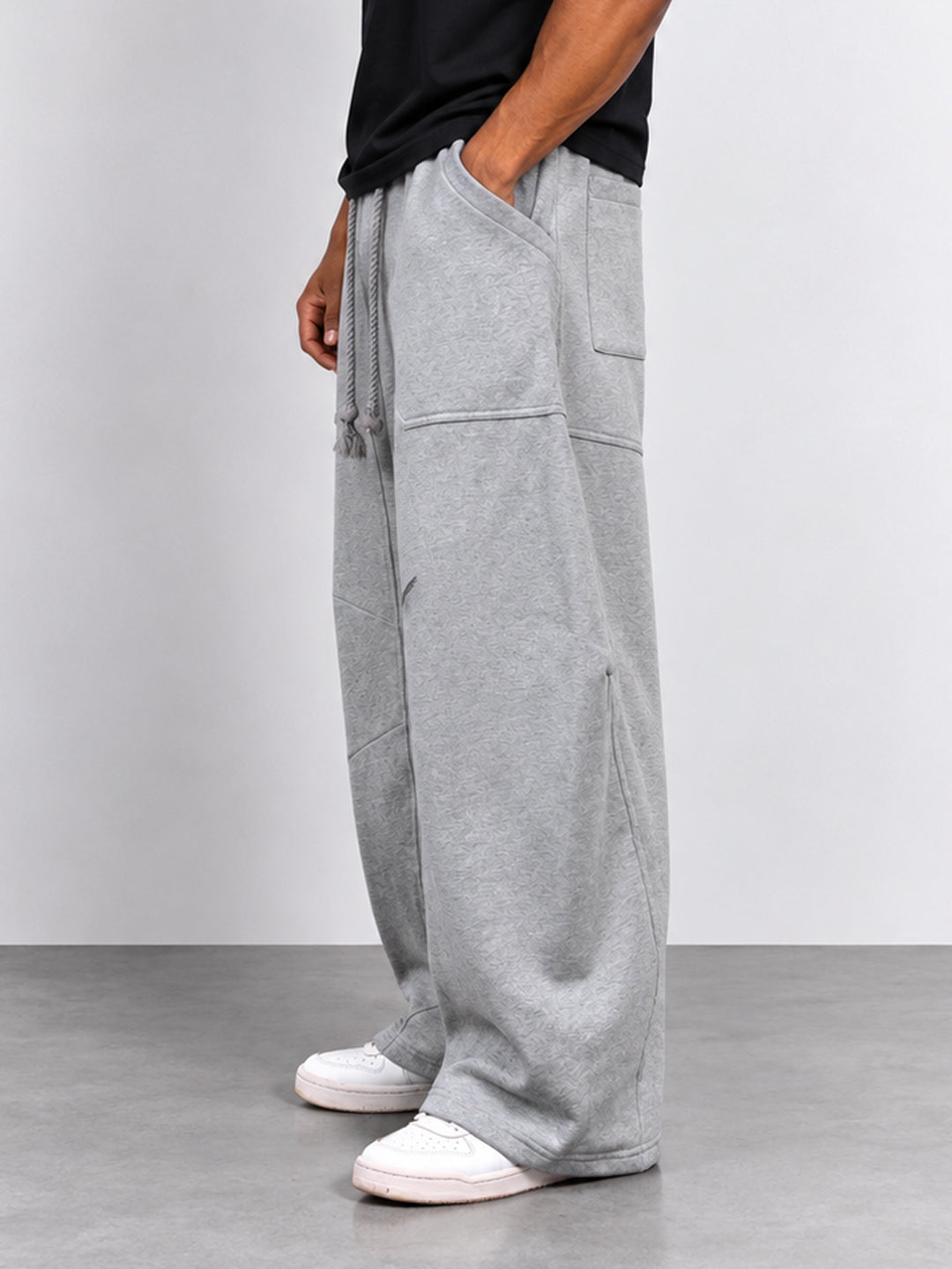 Grey Panelled Barrel Trackpant