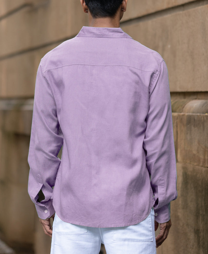 Light Lilac Linen Blend Shirt.