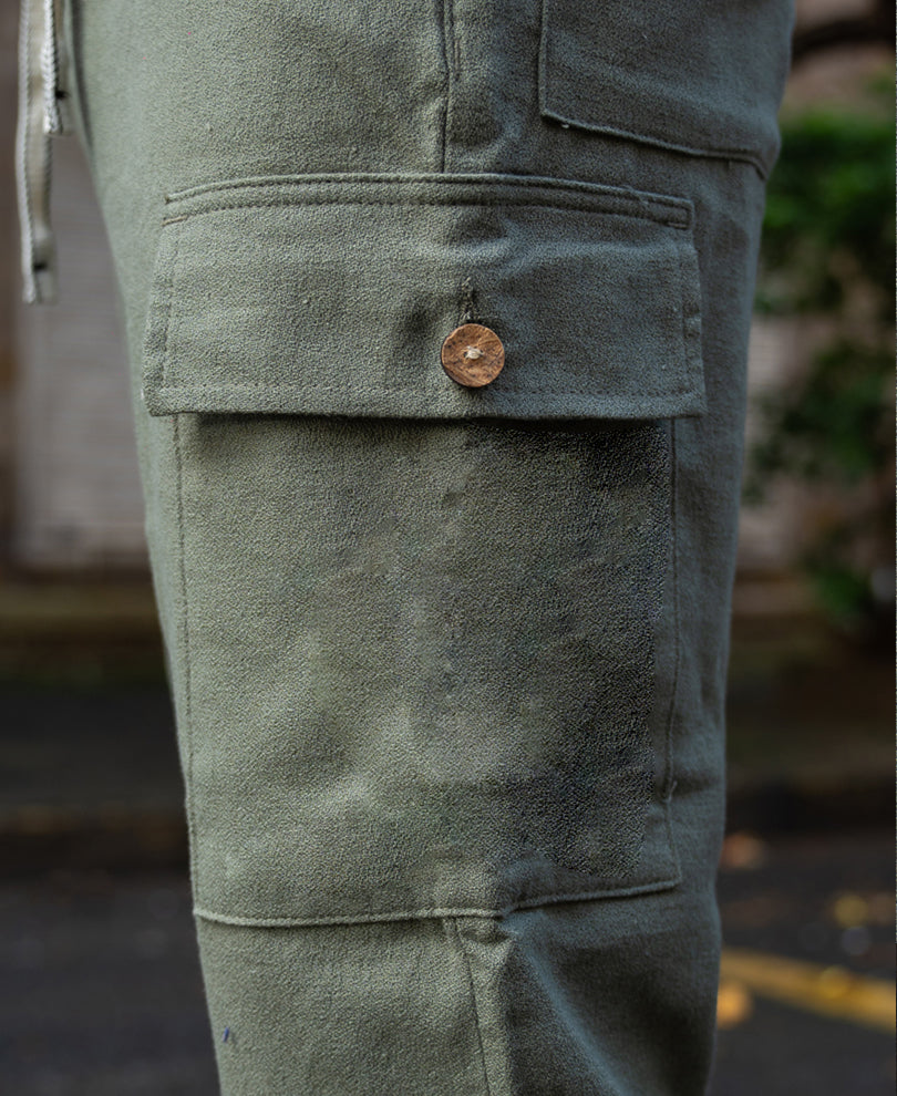 Olive Structured Linen Blend Trouser.