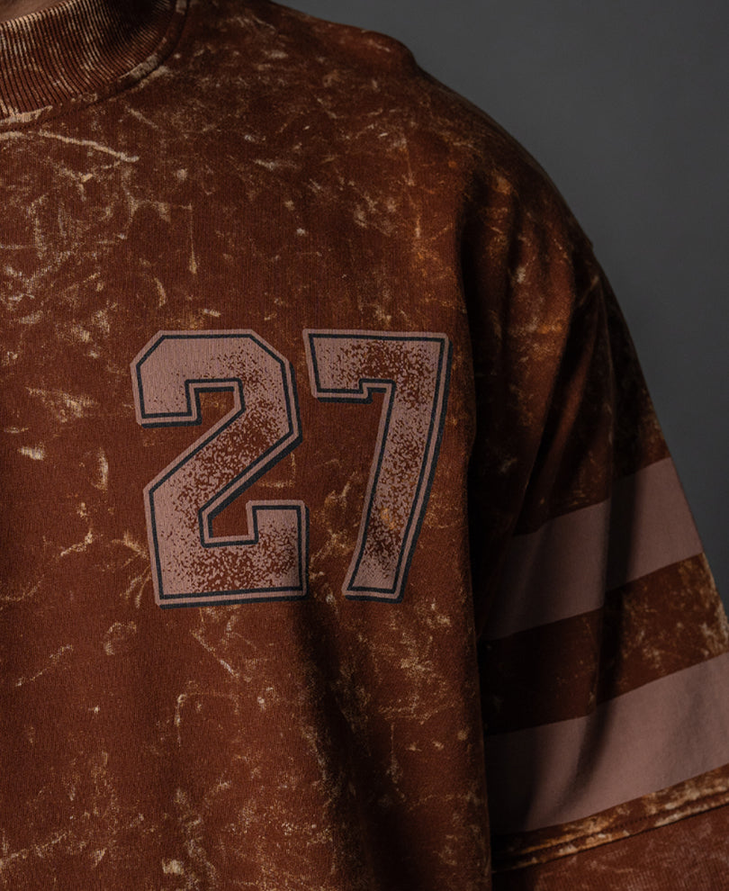 Brown Washed Graphic Oversized T-Shirt.