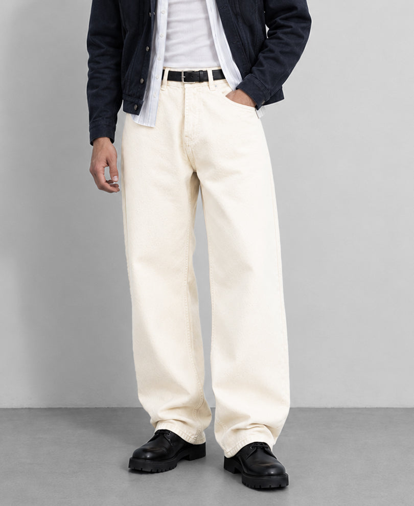 Cream Baggy Fit Jeans
