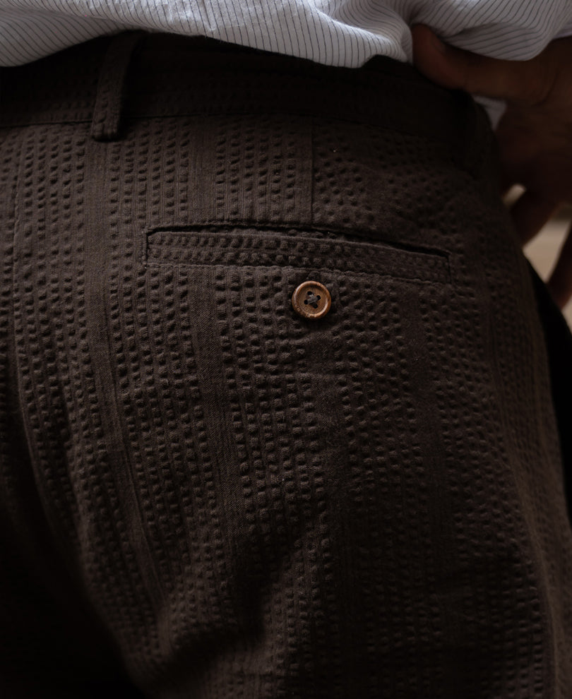 Brown Seersucker Cotton Pant.