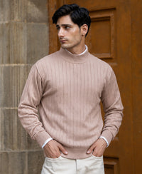 Beige High Neck Cotton Sweater 100% Cotton