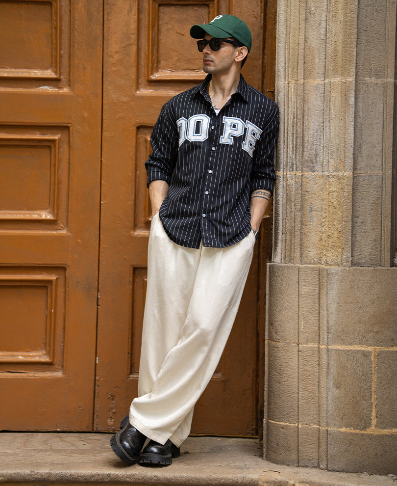 Black Embroidered Oxford Shirt 100% Cotton
